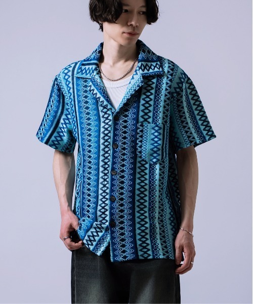 Crownor(クラウノアー)の「エスニックパターン レース編み シャツ(シャツ/ブラウス・メンズ・オレンジ/ブルー/ブラック・MEDIUM/LARGE)」の22枚目の写真