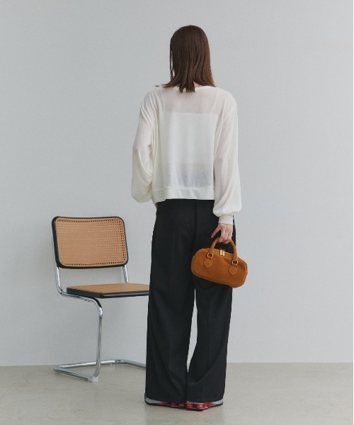 ad thie（アドティエ）の「袖ボリューム Vネック シアーカーディガン（カーディガン/ボレロ・レディース・ライトグレー/アイボリー/ブラック/レッド・FREE）」の6枚目の写真