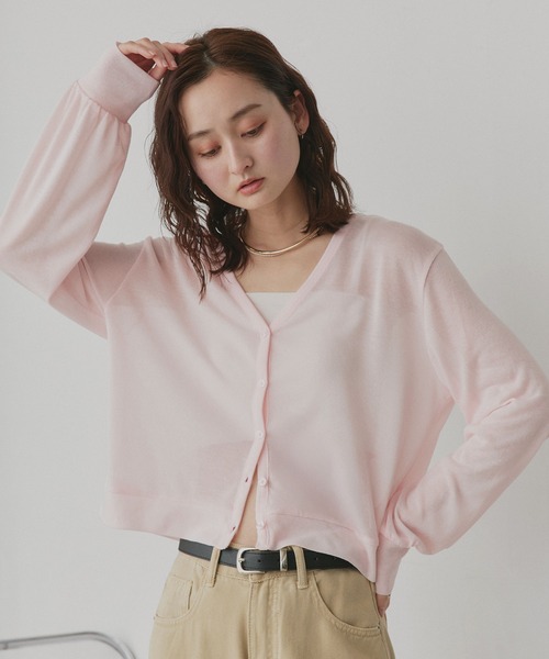 ad thie(アドティエ)の「袖ボリューム Vネック シアーカーディガン(カーディガン/ボレロ・レディース・ライトグレー/アイボリー/ブラック/レッド/ライトピンク/ネイビー/ライトパープル・FREE)」の17枚目の写真