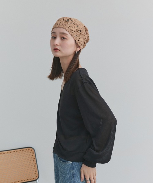ad thie(アドティエ)の「袖ボリューム Vネック シアーカーディガン(カーディガン/ボレロ・レディース・ライトグレー/アイボリー/ブラック/レッド/ライトピンク・FREE)」の18枚目の写真