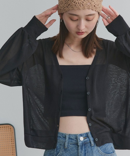 ad thie(アドティエ)の「袖ボリューム Vネック シアーカーディガン(カーディガン/ボレロ・レディース・ライトグレー/アイボリー/ブラック/レッド/ライトピンク・FREE)」の19枚目の写真
