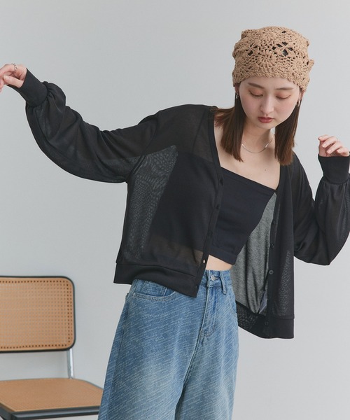ad thie(アドティエ)の「袖ボリューム Vネック シアーカーディガン(カーディガン/ボレロ・レディース・ライトグレー/アイボリー/ブラック/レッド/ライトピンク・FREE)」の20枚目の写真