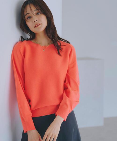 grove（グローブ）の「【最終お値下げ！】ガーターボートネックプルオーバー【洗える/毛玉軽減】（ニット/セーター・レディース・オレンジ/グリーン系/ライトグレー/ホワイト系5/チャコールグレー/オフホワイト/ブラック系7・03/02/01/04/05）」の7枚目の写真