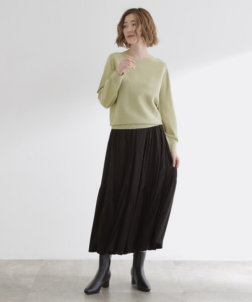 石川梨華さん着用】ガーターボートネックプルオーバー【洗える/毛玉