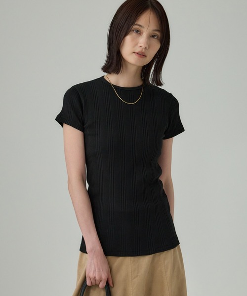 YOUNG&OLSEN The DRYGOODS STORE(ヤングアンドオルセン)の「【YOUNG&OLSEN】RANDOM RIB CREWNECK(Tシャツ/カットソー・レディース・ホワイト/ブラック・フリー)」の1枚目の写真