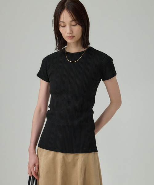 YOUNG&OLSEN The DRYGOODS STORE(ヤングアンドオルセン)の「【YOUNG&OLSEN】RANDOM RIB CREWNECK(Tシャツ/カットソー・レディース・ホワイト/ブラック・フリー)」の13枚目の写真