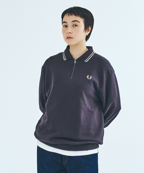 FRED PERRY 417別注 ハーフジップ リブカラースウェット FRED PERRY / フレッドペリー417別注 ハーフジップ リブカラー