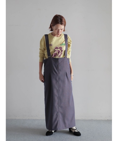 FIL DE FER（フィルデフェール）の「ミックスツイード　サス付きスカート（スカート・レディース・ブラック/ブルー・FREE）」の3枚目の写真