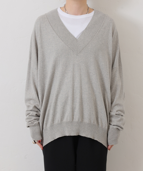 JOURNAL STANDARD LUXE(ジャーナルスタンダード ラックス)の「C/Caテンジク Vネックプルオーバー(ニット/セーター・レディース・グレー/ブラック・FREE)」の16枚目の写真