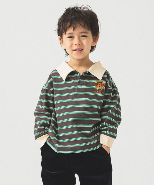 B:MING by BEAMS(ビーミングバイビームス)の「ラガーシャツ(Tシャツ/カットソー・キッズ・チャコールグレー/ホワイト系その他5・140/100/130/110/120)」の9枚目の写真