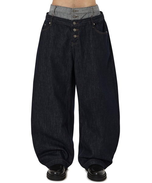 お値下げ美品♡GALLERY VISCONTI インディゴ デニムパンツ　黒 OY/オーワイ』LAYERED WAIST WIDE VOLUME PANTS/インディゴ