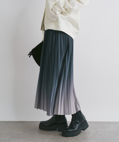 un dix cors(アンディコール)の「《オンオフ兼用・ウエスト総ゴム》グラデーションニットプリーツスカート(スカート・レディース・ブラック/ブラウン・FREE)」の17枚目の写真