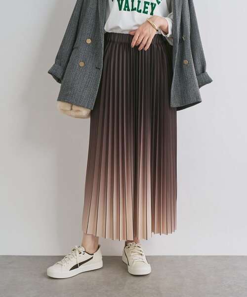 un dix cors(アンディコール)の「《オンオフ兼用・ウエスト総ゴム》グラデーションニットプリーツスカート(スカート・レディース・ブラック/ブラウン・FREE)」の11枚目の写真