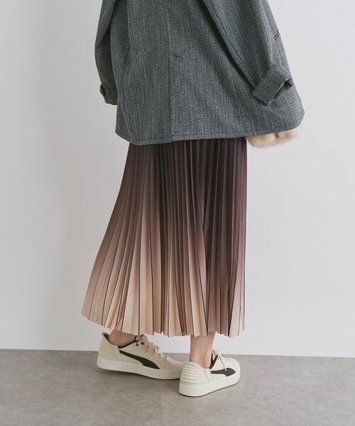 un dix cors(アンディコール)の「《オンオフ兼用・ウエスト総ゴム》グラデーションニットプリーツスカート(スカート・レディース・ブラック/ブラウン・FREE)」の9枚目の写真