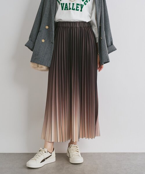 un dix cors(アンディコール)の「《オンオフ兼用・ウエスト総ゴム》グラデーションニットプリーツスカート(スカート・レディース・ブラック/ブラウン・FREE)」の8枚目の写真