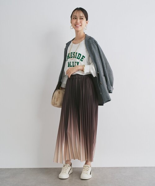 un dix cors(アンディコール)の「《オンオフ兼用・ウエスト総ゴム》グラデーションニットプリーツスカート(スカート・レディース・ブラック/ブラウン・FREE)」の7枚目の写真