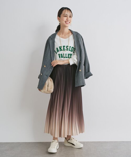 un dix cors(アンディコール)の「《オンオフ兼用・ウエスト総ゴム》グラデーションニットプリーツスカート(スカート・レディース・ブラック/ブラウン・FREE)」の4枚目の写真