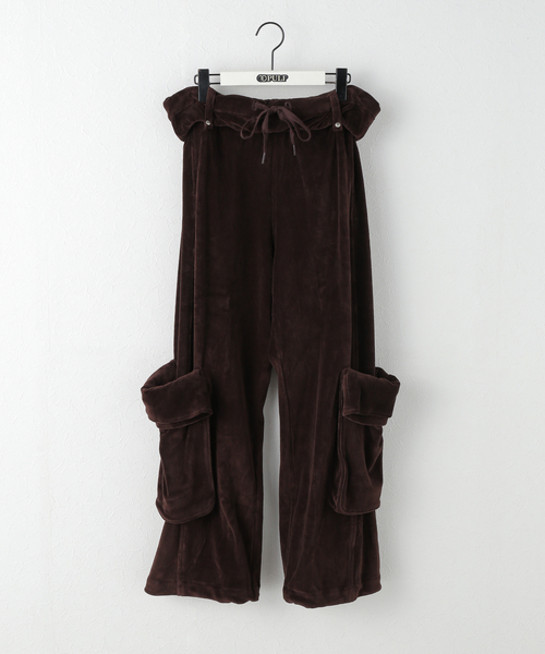 OPEN Yy(オープンワイワイ)の「【Geek Office / ギークオフィス】OPEN YY Woven ROLLED WAIST VELOUR CARGO(カーゴパンツ・レディース・ブラウン/ブラック・SMALL)」の6枚目の写真