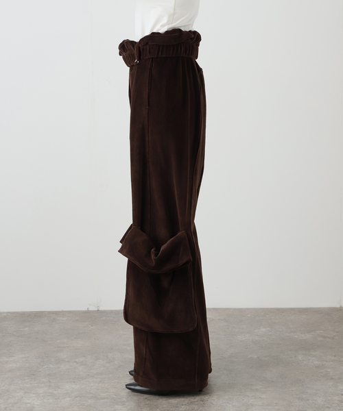 OPEN Yy(オープンワイワイ)の「【Geek Office / ギークオフィス】OPEN YY Woven ROLLED WAIST VELOUR CARGO(カーゴパンツ・レディース・ブラウン/ブラック・SMALL)」の21枚目の写真