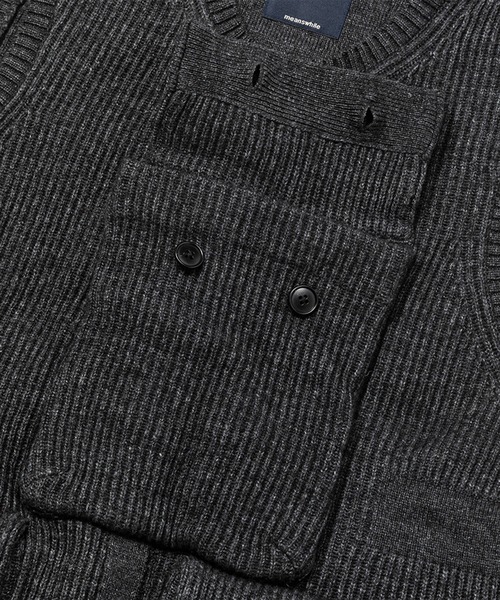 meanswhile(ミーンズワイル)の「Body Armor Knit Vest(ベスト・メンズ・ダークネイビー/チャコール/グレー・2(M)/1(S)/3(L))」の14枚目の写真