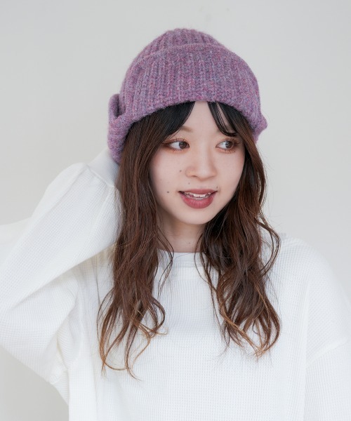 polcadot（ポルカドット）の「HEATHER FLIGHT WATCH/ヘザー フライトニットワッチ（ニットキャップ/ビーニー・レディース・グレー/ラベンダー/ベージュ・FREE）」の9枚目の写真