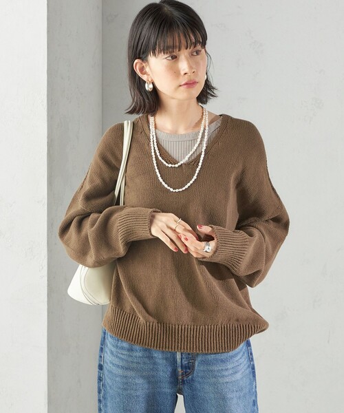 SHIPS(シップス)の「〈手洗い可能〉バルキーヤーン プルオーバー(ニット/セーター・レディース・キャメル/ネイビー/レッド・ONESIZE)」の10枚目の写真