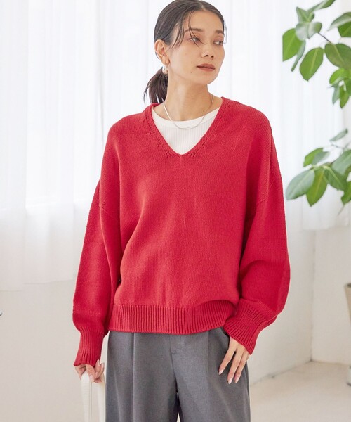 SHIPS(シップス)の「〈手洗い可能〉バルキーヤーン プルオーバー(ニット/セーター・レディース・キャメル/ネイビー/レッド・ONESIZE)」の16枚目の写真