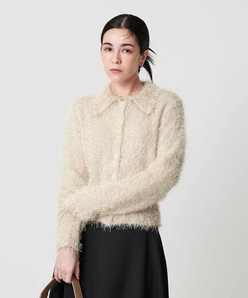 BEAUTY&YOUTH UNITED ARROWS（ビューティーアンドユースユナイテッドアローズ）の「ポリエステル シャギーカーディガン ウォッシャブル（カーディガン/ボレロ・レディース・ブラック/オフホワイト/コバルトブルー・FREE）」の2枚目の写真