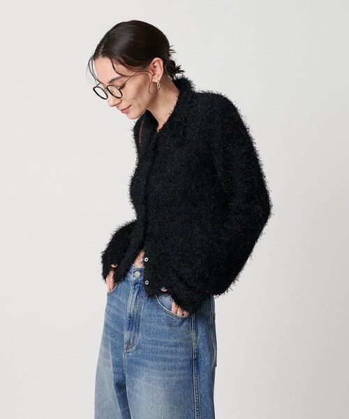 BEAUTY&YOUTH UNITED ARROWS（ビューティーアンドユースユナイテッドアローズ）の「ポリエステル シャギーカーディガン ウォッシャブル（カーディガン/ボレロ・レディース・ブラック/オフホワイト/コバルトブルー・FREE）」の8枚目の写真