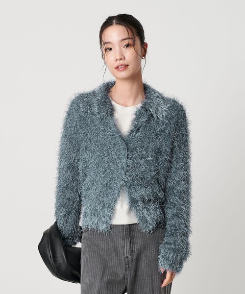 BEAUTY&YOUTH UNITED ARROWS（ビューティーアンドユースユナイテッドアローズ）の「ポリエステル シャギーカーディガン ウォッシャブル（カーディガン/ボレロ・レディース・ブラック/オフホワイト/コバルトブルー・FREE）」の12枚目の写真
