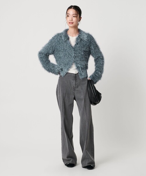 BEAUTY&YOUTH UNITED ARROWS（ビューティーアンドユースユナイテッドアローズ）の「ポリエステル シャギーカーディガン ウォッシャブル（カーディガン/ボレロ・レディース・ブラック/オフホワイト/コバルトブルー・FREE）」の13枚目の写真