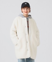 Ray BEAMS | ボア キルト リバーシブル コート(ノーカラーコート)