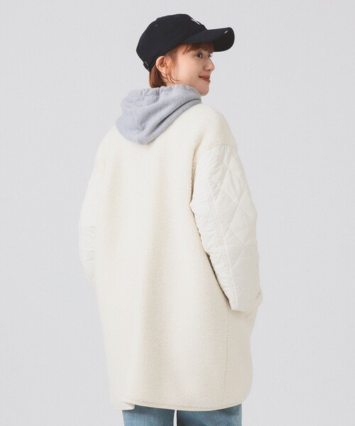 Ray BEAMS（レイビームス）の「ボア キルト リバーシブル コート（ノーカラーコート・レディース・オフホワイト/ブラック/オリーブ・0/1）」の11枚目の写真