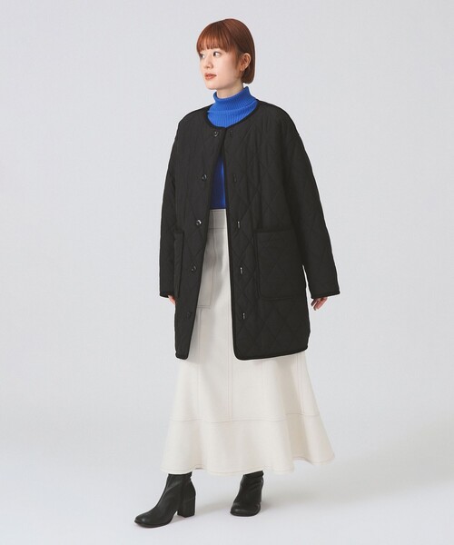 Ray BEAMS（レイビームス）の「ボア キルト リバーシブル コート（ノーカラーコート・レディース・オフホワイト/ブラック/オリーブ・0/1）」の12枚目の写真
