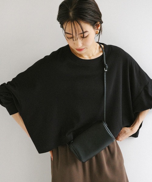 evernavy（エバーネイビー）の「ソフトフライス長袖Tシャツ 《ショート丈 》（Tシャツ/カットソー・レディース・ブラック/杢グレー/オフホワイト/チョコ・M）」の3枚目の写真