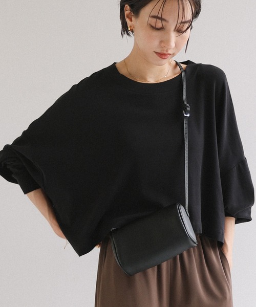 evernavy（エバーネイビー）の「ソフトフライス長袖Tシャツ 《ショート丈 》（Tシャツ/カットソー・レディース・ブラック/杢グレー/オフホワイト/チョコ・M）」の19枚目の写真