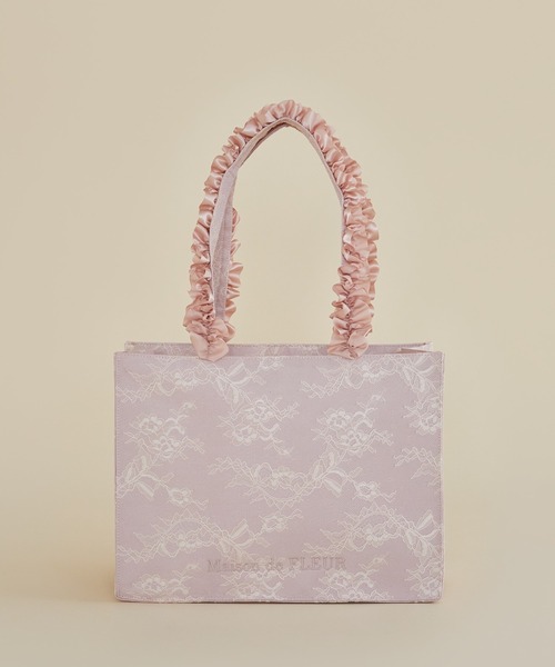 レースフリルハンドルスクエアトートMバッグ（トートバッグ）｜Maison
