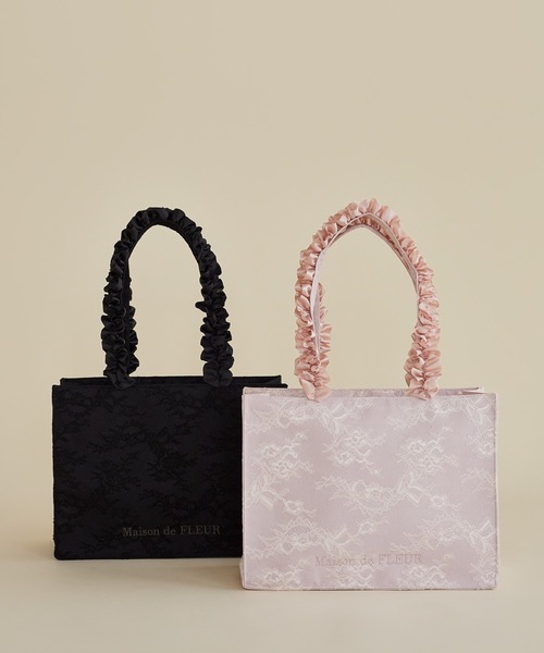 レースフリルハンドルスクエアトートMバッグ（トートバッグ）｜Maison
