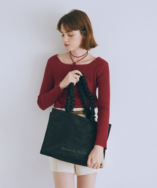 レースフリルハンドルスクエアトートMバッグ（トートバッグ）｜Maison