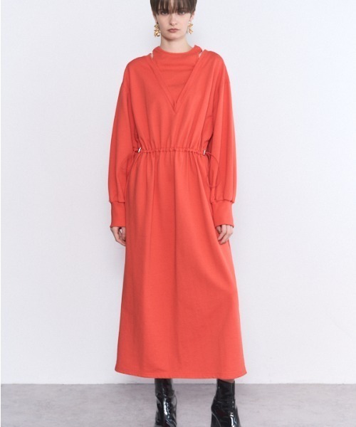 Muel Chic(ミュエルシック)の「Lay sweat one-piece レイスウェットワンピース(ワンピース・レディース・ブラック/オフホワイト/オレンジ・MEDIUM/SMALL)」の6枚目の写真