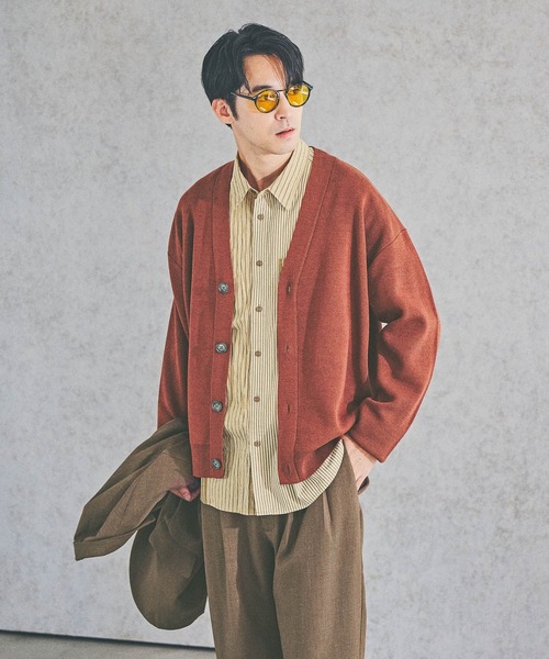 BAYFLOW（ベイフロー）の「鹿の子ニットカーディガン（カーディガン/ボレロ・メンズ・ブラウン/グレー・LARGE/MEDIUM）」の2枚目の写真