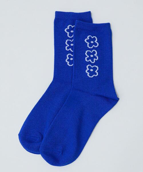 WEGO(ウィゴー)の「WEGO/手書き風3連フラワーソックス(ソックス/靴下・レディース・ブルー/ホワイト/ブラック・23-25cm)」の9枚目の写真