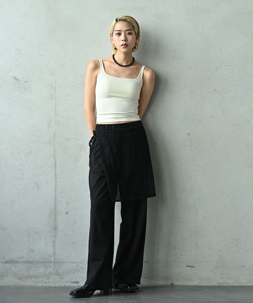 funda mine（ファンダマイン）の「2WAYレースリラックスパンツ（その他パンツ・レディース・ブラック・1/2）」の2枚目の写真