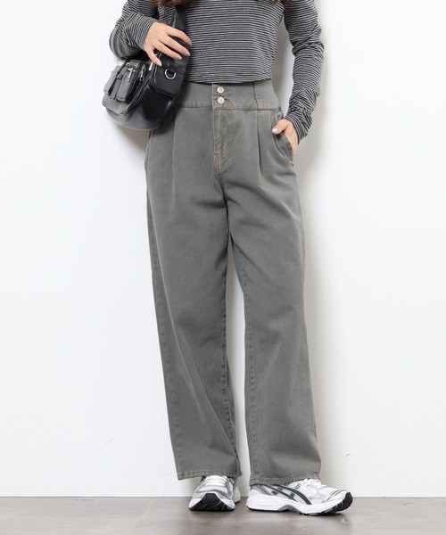 .WORKS(ドットワークス)の「.works 3個釦カラーワイドパンツ(デニムパンツ・レディース・カーキ/ブラック/ブラウン・61/64)」の3枚目の写真