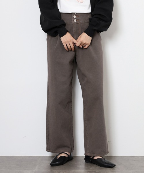.WORKS(ドットワークス)の「.works 3個釦カラーワイドパンツ(デニムパンツ・レディース・カーキ/ブラック/ブラウン・61/64)」の4枚目の写真