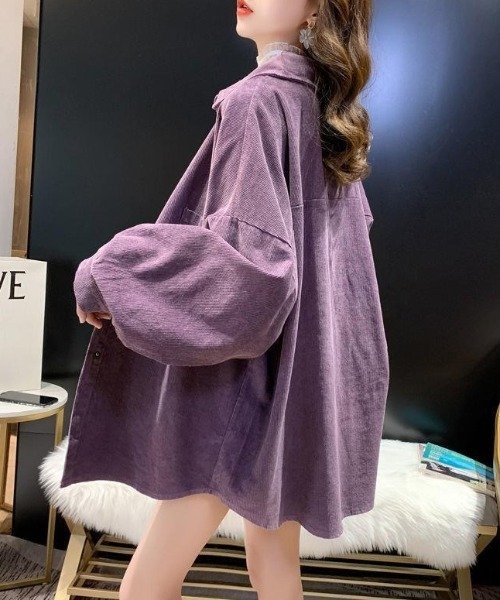 yuue' ( wear )(ユーイ)の「オーバーサイズコーデュロイシャツ(シャツ/ブラウス・レディース・キャメル/パープル/ブラック・FREE)」の6枚目の写真