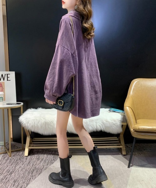 yuue' ( wear )(ユーイ)の「オーバーサイズコーデュロイシャツ(シャツ/ブラウス・レディース・キャメル/パープル/ブラック・FREE)」の11枚目の写真
