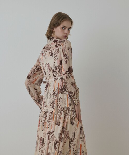 セール】ロゴフラワ－プリントボウタイワンピース（ワンピース