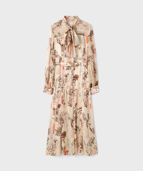 セール】ロゴフラワ－プリントボウタイワンピース（ワンピース