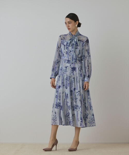 セール】ロゴフラワ－プリントボウタイワンピース（ワンピース